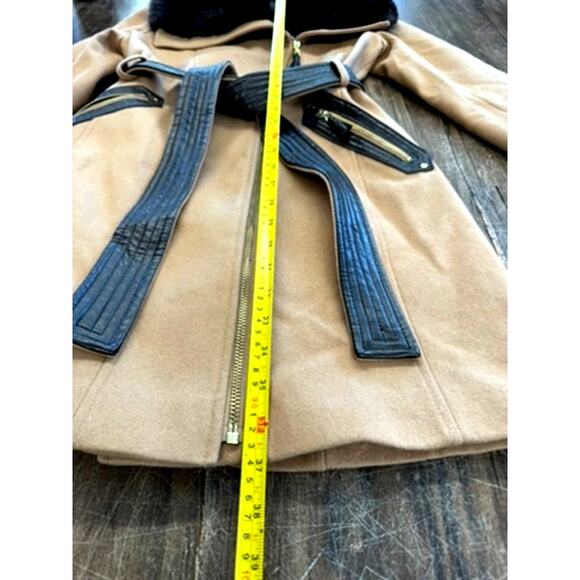 "VIA SPIGA" Stunning Wool Coat, Faux Fur Trim, Asymmetrical Zipper,Belted,8 - Picture 5 of 16